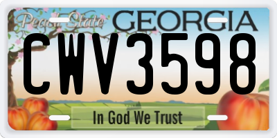 GA license plate CWV3598