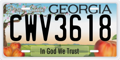 GA license plate CWV3618