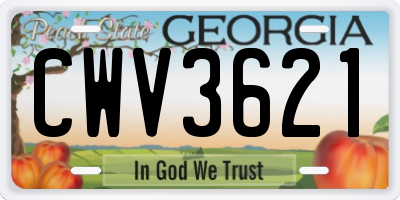GA license plate CWV3621