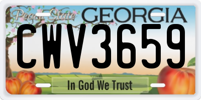 GA license plate CWV3659