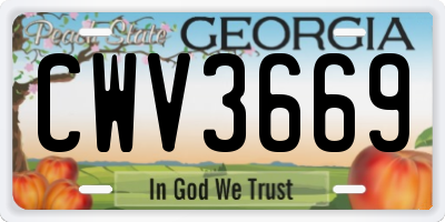 GA license plate CWV3669