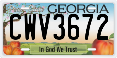 GA license plate CWV3672