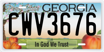 GA license plate CWV3676