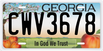 GA license plate CWV3678