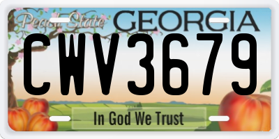 GA license plate CWV3679