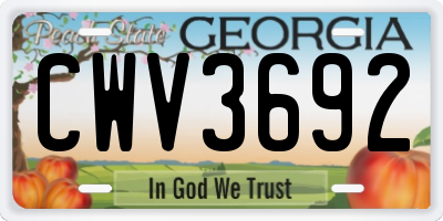 GA license plate CWV3692
