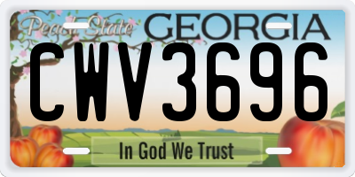 GA license plate CWV3696