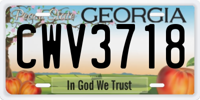 GA license plate CWV3718