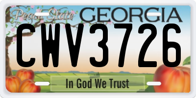 GA license plate CWV3726