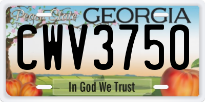 GA license plate CWV3750