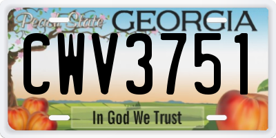 GA license plate CWV3751