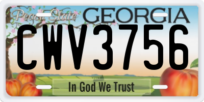 GA license plate CWV3756