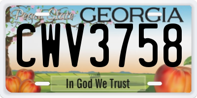 GA license plate CWV3758