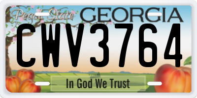 GA license plate CWV3764