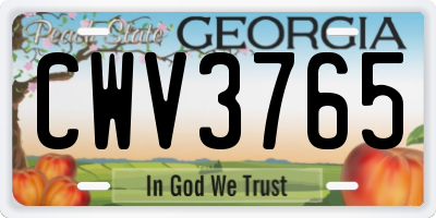 GA license plate CWV3765