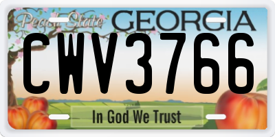 GA license plate CWV3766