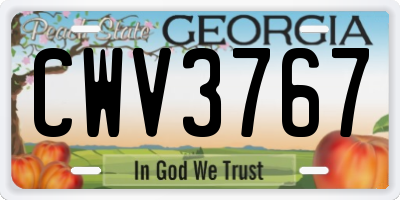GA license plate CWV3767