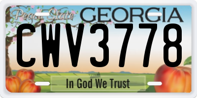 GA license plate CWV3778