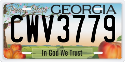 GA license plate CWV3779