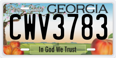 GA license plate CWV3783