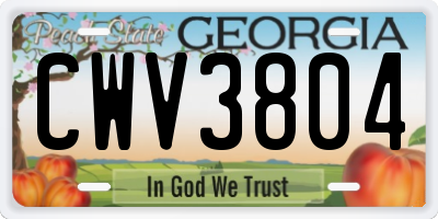 GA license plate CWV3804