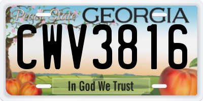 GA license plate CWV3816