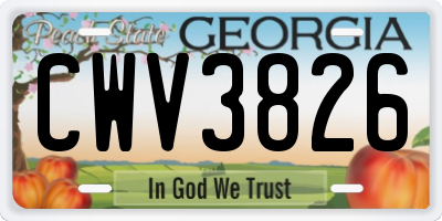 GA license plate CWV3826