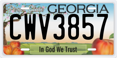 GA license plate CWV3857