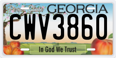 GA license plate CWV3860