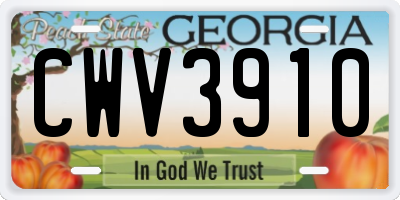 GA license plate CWV3910