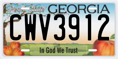 GA license plate CWV3912