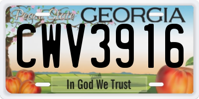 GA license plate CWV3916
