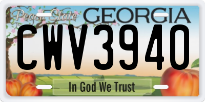 GA license plate CWV3940