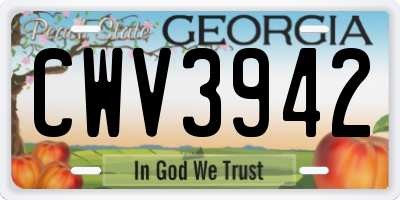 GA license plate CWV3942