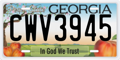 GA license plate CWV3945