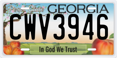 GA license plate CWV3946