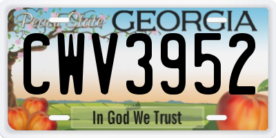 GA license plate CWV3952