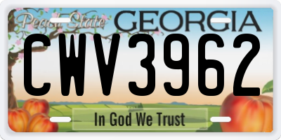 GA license plate CWV3962