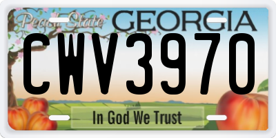 GA license plate CWV3970