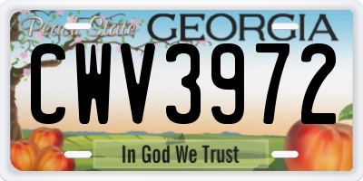 GA license plate CWV3972
