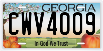 GA license plate CWV4009
