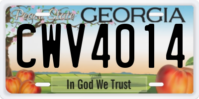 GA license plate CWV4014