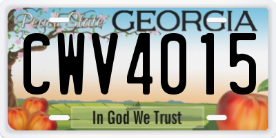 GA license plate CWV4015