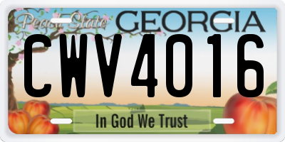 GA license plate CWV4016