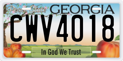 GA license plate CWV4018