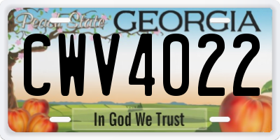 GA license plate CWV4022