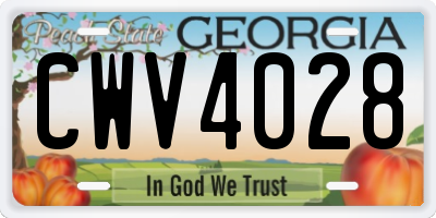 GA license plate CWV4028