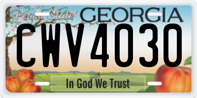 GA license plate CWV4030