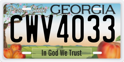 GA license plate CWV4033