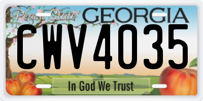 GA license plate CWV4035